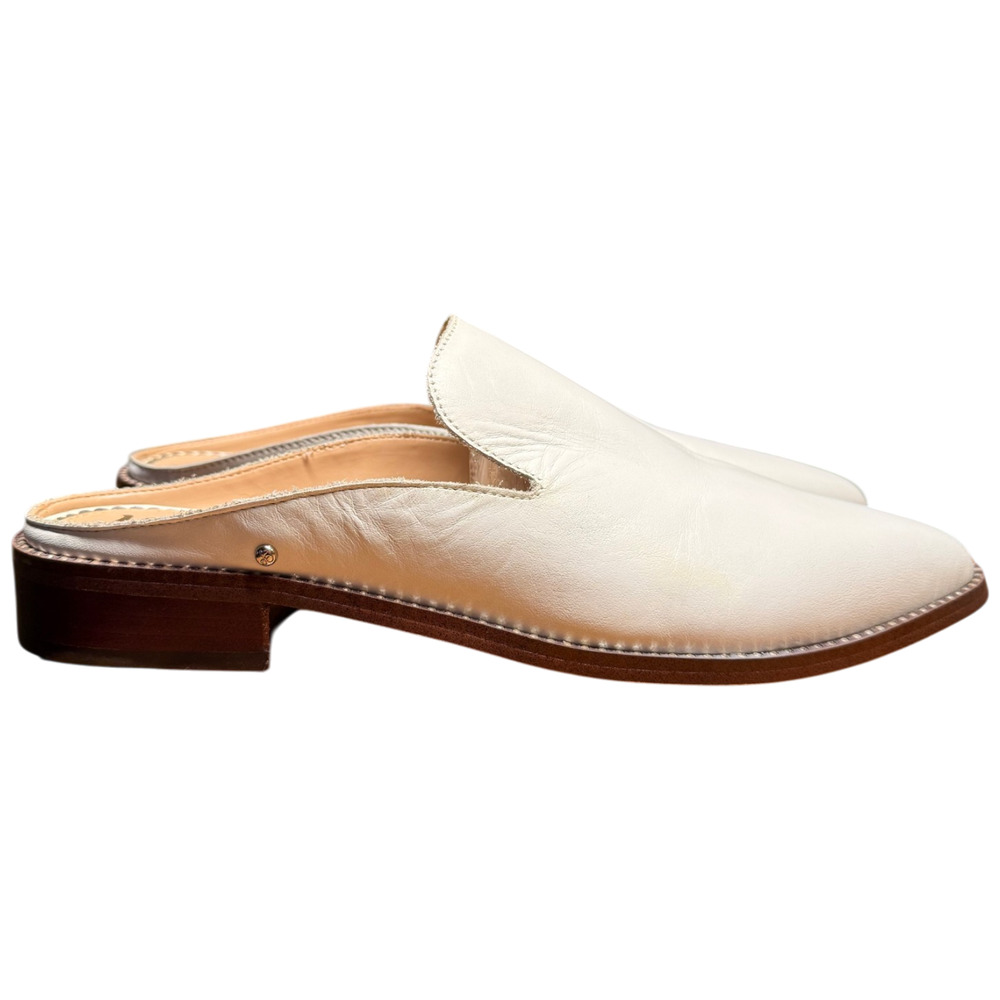 SAM EDELMAN Laddie Women's 10M White Leather Studded Mules Shoes - Picture 2 of 13